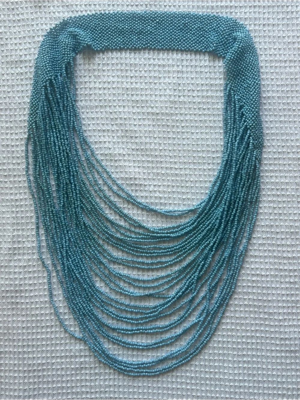Layered Turquoise Multi Strand Statement Bohemian Coastal Vacation Necklace